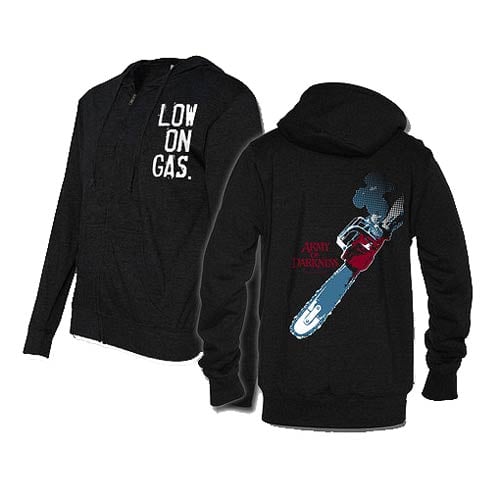 Army of Darkness Low on Gas Chainsaw Zip-Up Hooded Sweatshirt